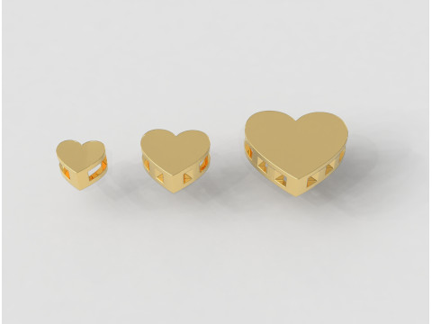 3 Heart Pendants - 7mm 10mm 15mm Modelo de impresión 3D