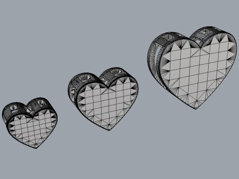 3 Heart Pendants - 7mm 10mm 15mm Modelo de impresión 3D