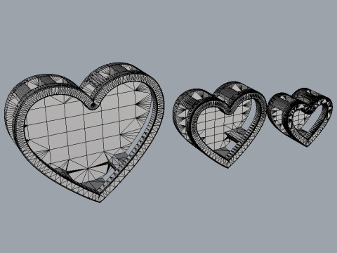 3 Heart Pendants - 7mm 10mm 15mm Modelo de impresión 3D