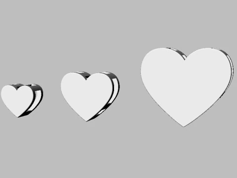 3 Herzanh&auml;nger &ndash; 7 mm, 10 mm, 15 mm 3D Druckmodell
