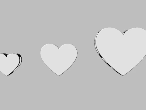 3 Herzanh&auml;nger &ndash; 7 mm, 10 mm, 15 mm 3D Druckmodell