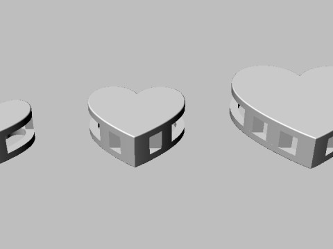 3 Heart Pendants - 7mm 10mm 15mm Modelo de impresión 3D