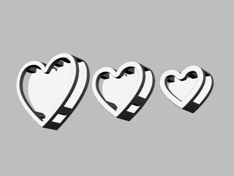 3 Heart Pendants - 7mm 10mm 15mm Modelo de impresión 3D