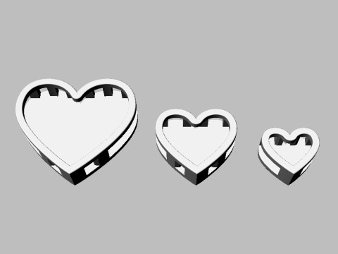 3 Heart Pendants - 7mm 10mm 15mm Modelo de impresión 3D