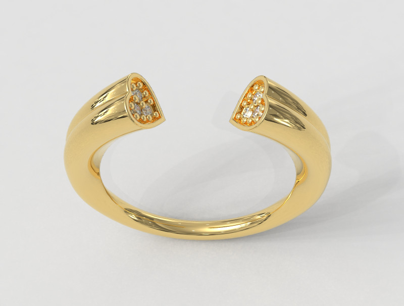 Heart Diamond Open Ring Model Cetak 3D .c4d .max .obj .3ds .fbx .stl .blend 