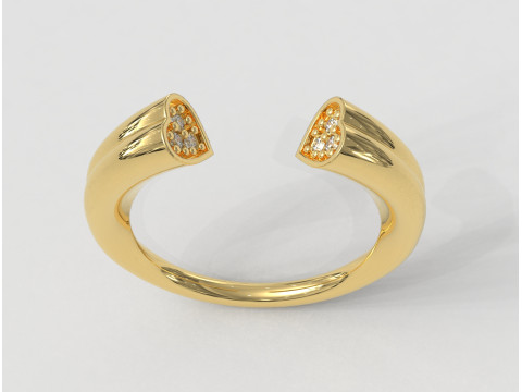 Heart Diamond Open Ring 3D Print Model