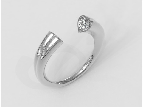 Heart Diamond Open Ring Model Cetak 3D