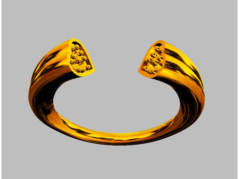 Heart Diamond Open Ring Model Cetak 3D