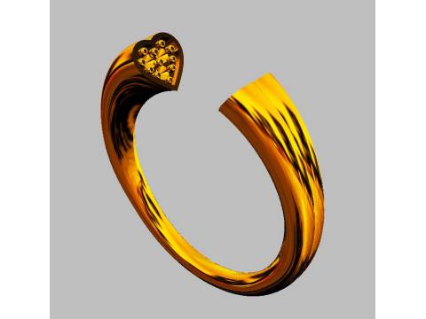 Heart Diamond Open Ring Model Cetak 3D
