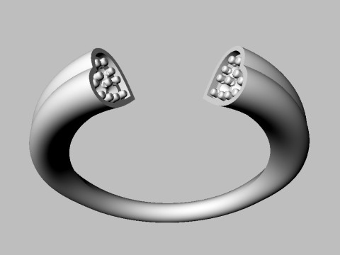 Heart Diamond Open Ring Model Cetak 3D