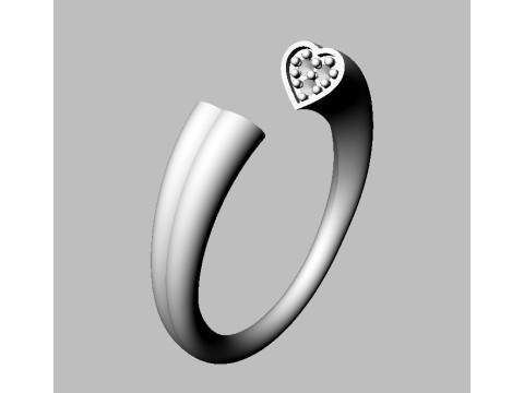 Heart Diamond Open Ring Model Cetak 3D