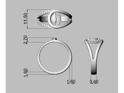 Marquise Gemstone Diamond Ring 3D 프린트 모델