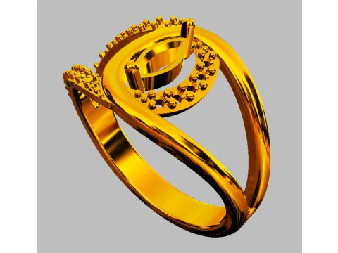 Anel de diamante com pedras preciosas Marquise Modelo de Impressão 3D