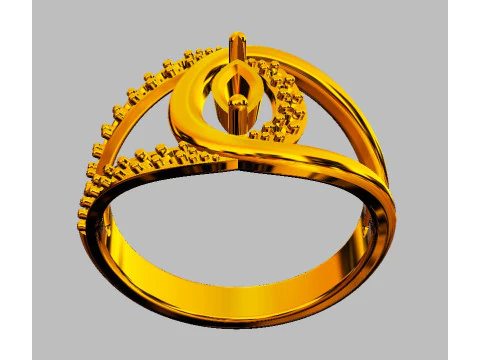 Anel de diamante com pedras preciosas Marquise Modelo de Impressão 3D