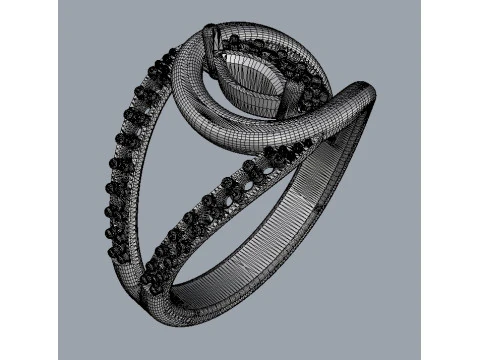 Anel de diamante com pedras preciosas Marquise Modelo de Impressão 3D