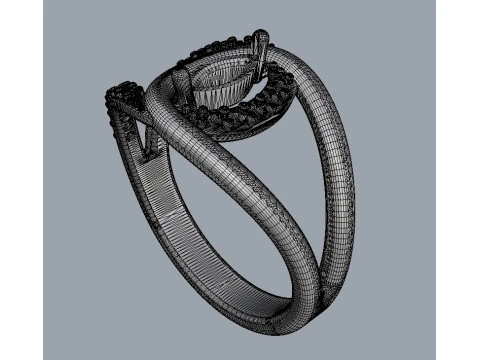 Anel de diamante com pedras preciosas Marquise Modelo de Impressão 3D