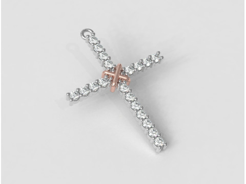 2mm Diamond Cross Pendant Modèles 3D en vedette