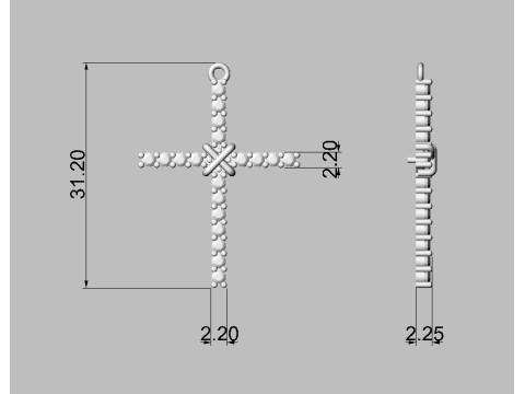 2mm Diamond Cross Pendant Modèles 3D en vedette