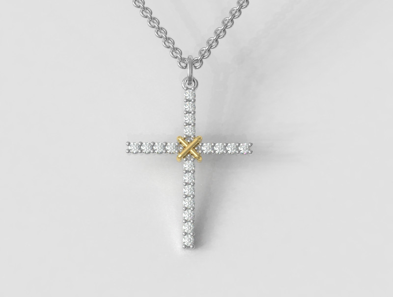 2mm Diamond Cross Pendant Modèles 3D en vedette .c4d .max .obj .3ds .fbx .stl .blend 