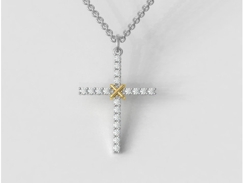 2mm Diamond Cross Pendant 3Dプリントモデル