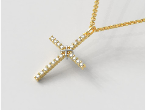 2mm Diamond Cross Pendant Modèles 3D en vedette