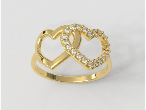 Diamond Heart Ring 3D Print Model