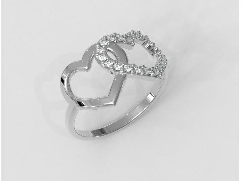 Diamond Heart Ring 3D 打印模型