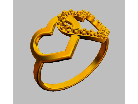 Diamond Heart Ring 3D 打印模型