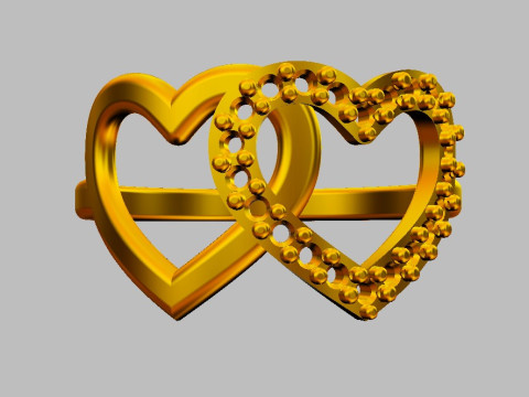 Diamond Heart Ring 3D 打印模型