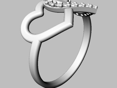 Diamond Heart Ring 3D 打印模型