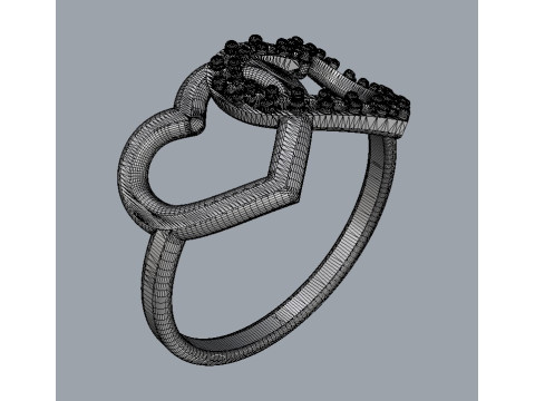 Diamond Heart Ring 3D 打印模型
