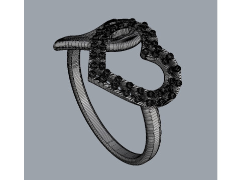 Diamond Heart Ring 3D 打印模型