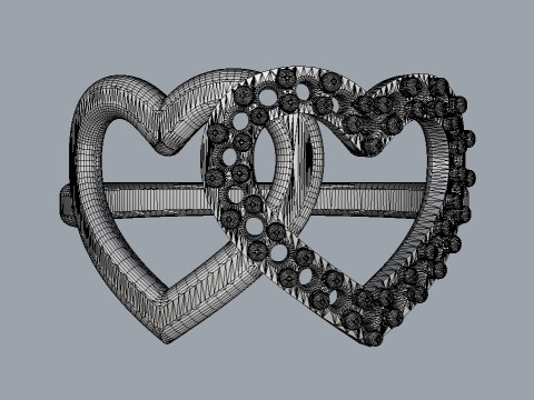 Diamond Heart Ring 3D 打印模型