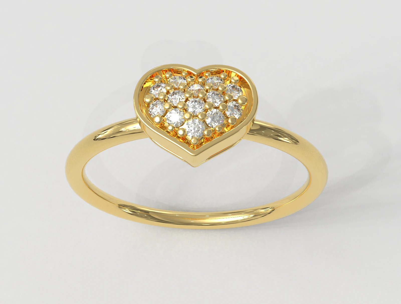 Diamond Heart Ring 3D Print Model .c4d .max .obj .3ds .fbx .stl .blend 