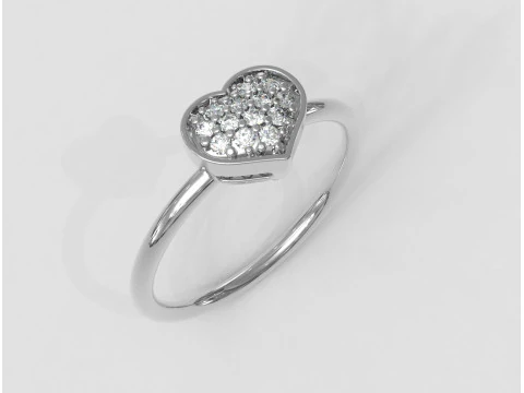 Diamond Heart Ring 3D Print Model
