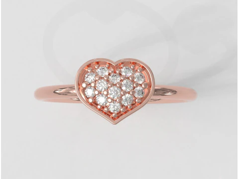 Diamond Heart Ring 3D Print Model