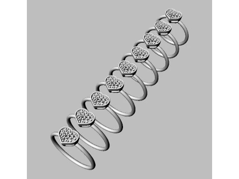Diamond Heart Ring 3D Print Model