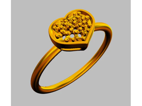 Diamond Heart Ring 3D Print Model