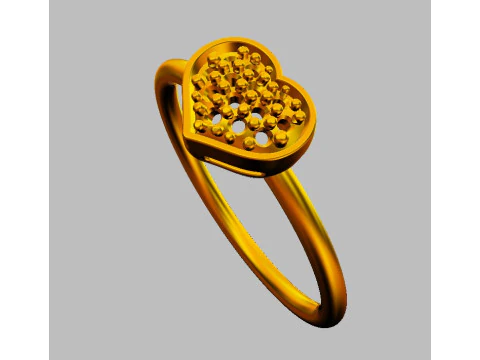 Diamond Heart Ring 3D Print Model