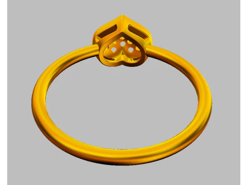 Diamond Heart Ring 3D Print Model
