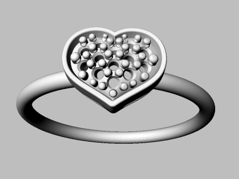 Diamond Heart Ring 3D Print Model