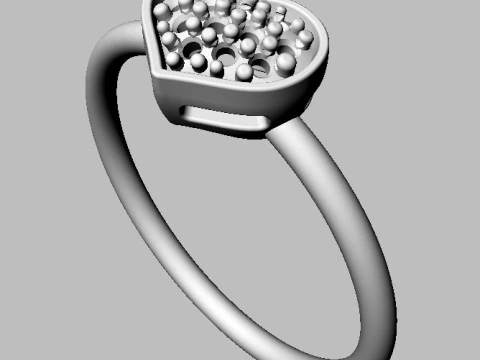 Diamond Heart Ring 3D Print Model