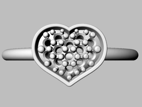 Diamond Heart Ring 3D Print Model