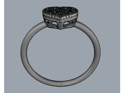 Diamond Heart Ring 3D Print Model