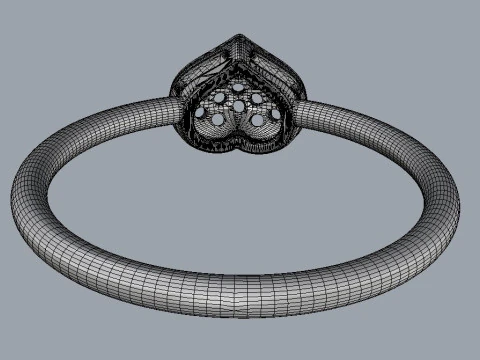 Diamond Heart Ring 3D Print Model
