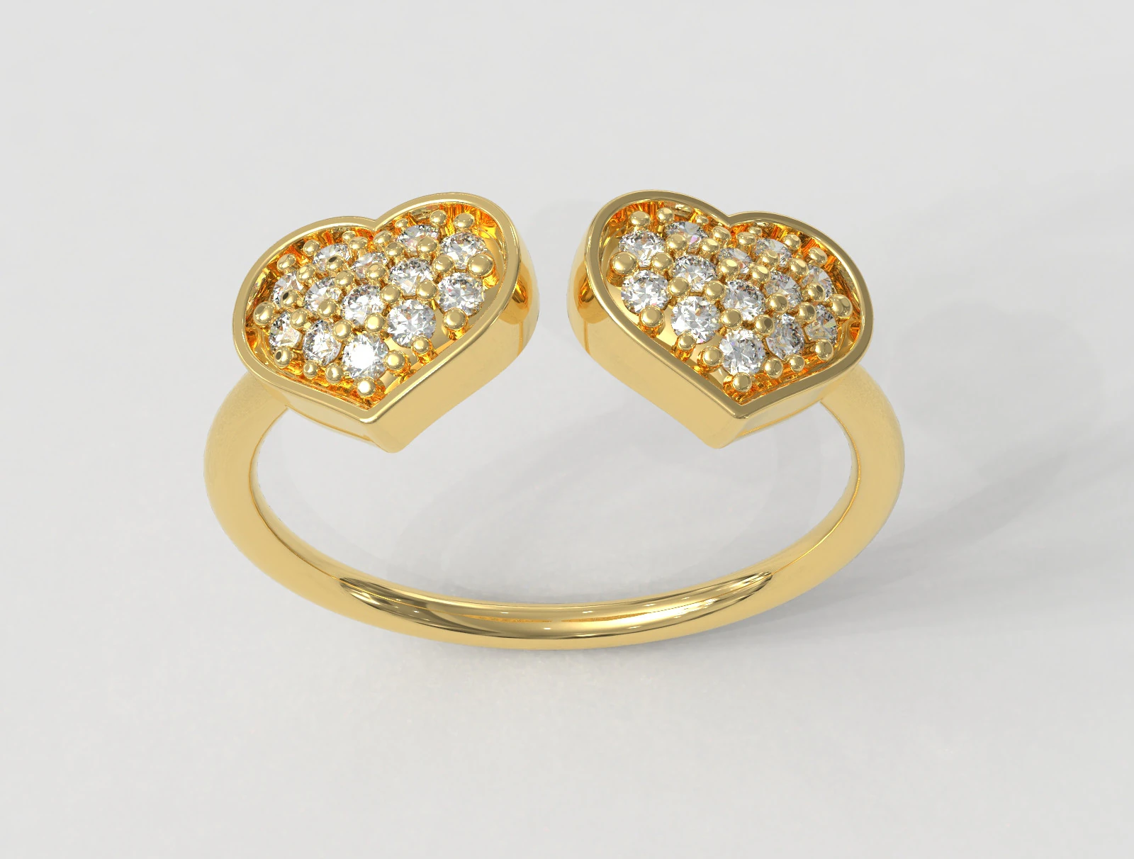 Diamond Heart Open Ring 3D Print Model .c4d .max .obj .3ds .fbx .stl .blend