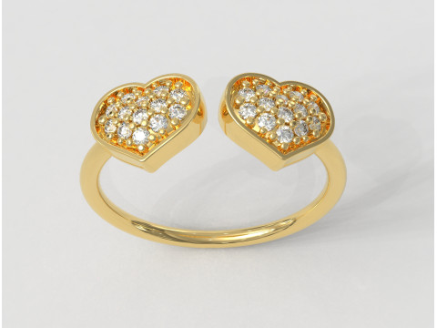 Diamond Heart Open Ring Modelo de Impressão 3D