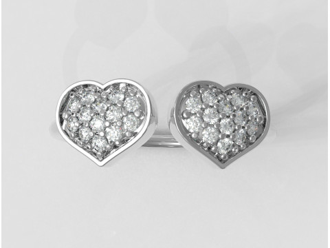 Diamond Heart Open Ring Model Cetak 3D