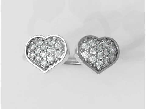 Diamond Heart Open Ring 3D Print Model