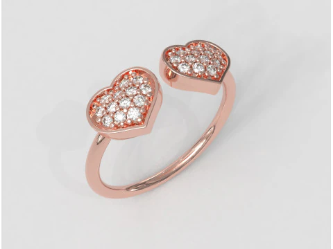 Diamond Heart Open Ring 3D Print Model